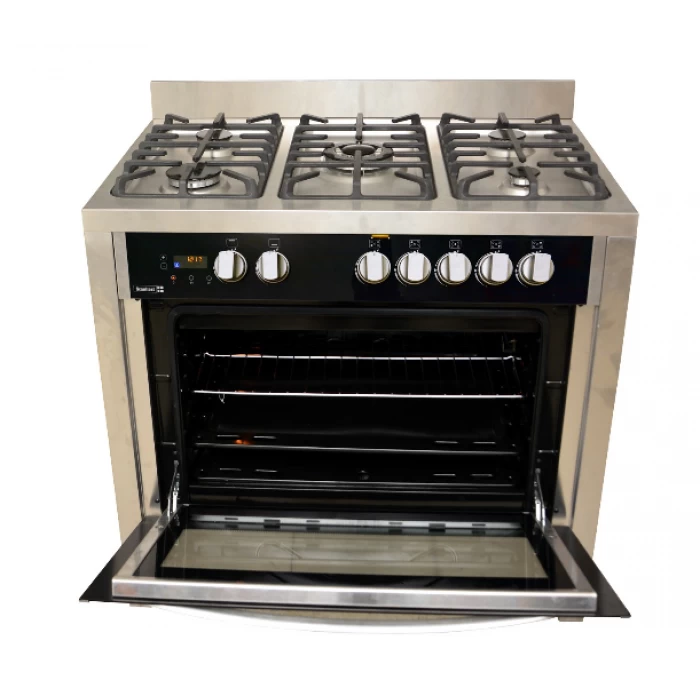 Scanfrost SFC9502SS 90X60 CMS 5 Gas Burners 1 WOK + 4 MORMAL Fully Stainless Steel Flash Board Lamp and Gas Oven