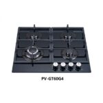 Polystar 4 burner Gas hob with glass cooktop  PV GT60G4