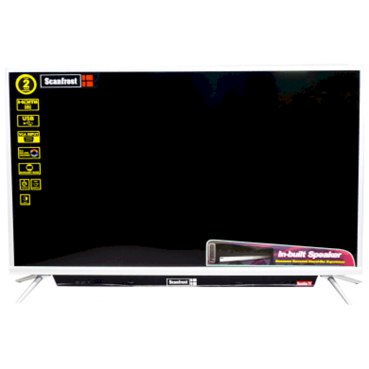 Scanfrost LED TV SFLED 32AS with Silver Aluminum FrameSilver Metal Base SFLED32AS