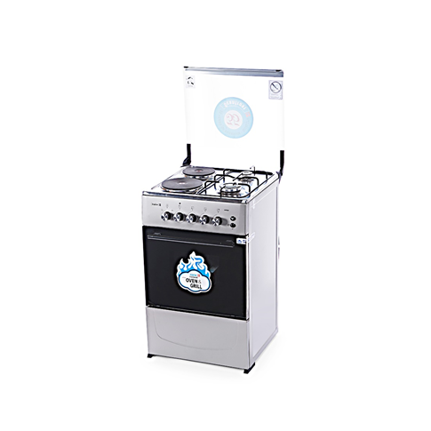 Scanfrost 50X50 CMS, 2 Gas Burners + 2 Hot Plate with Gas Oven + Grill - CK5222NG