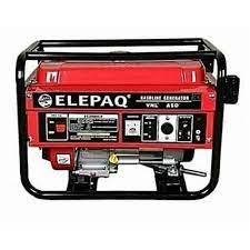 Elepaq manual generator, red, recoil, red tank, black frame, single phase, 220v voltage, regulator, removeable tank lead cover.
