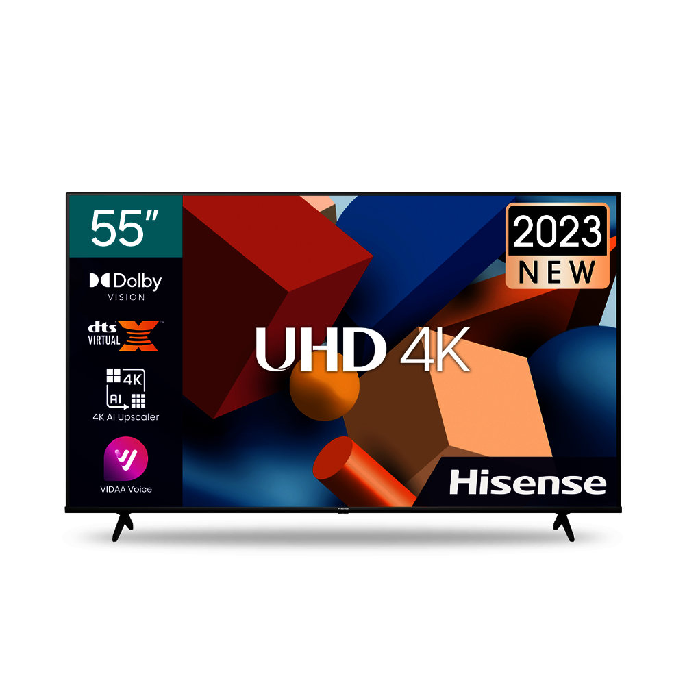 Hisense 55" 4K Smart UHD TV A6K The UHD 4K resolution of the Hisense A6K series ensures unparalleled clarity and detail in every frame. Viewers can expect vibrant colors, deep contrasts, and lifelike imagery that brings content to life. Whether you're watching movies, playing games, or streaming videos, the television's high resolution enhances the overall quality of the visual experience. Equipped with advanced features, the Hisense 50 inch  Smart TV A6K is designed to cater to modern entertainment needs. Its smart functionality allows users to access a variety of streaming platforms, apps, and online content, transforming the TV into a hub of entertainment. Additionally, the television boasts impressive audio capabilities that complement its stunning visuals. With enhanced sound technology, viewers can enjoy immersive audio that matches the exceptional picture quality. This combination creates a cinema-like experience within the comfort of one's home. In conclusion, the Hisense 50 inch  Smart TV A6K series television stands as a testament to the advancements in TV technology. Its UHD 4K resolution, smart features, and immersive audio make it a standout choice for those seeking a premium viewing experience.