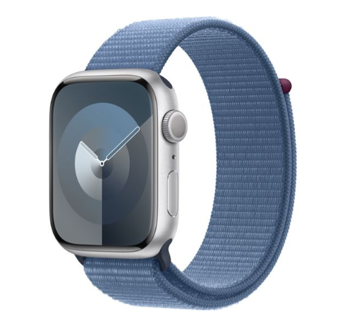 Apple Watch Series 9 GPS 45mm Silver Aluminium Case with Winter Blue Sport Loop ML