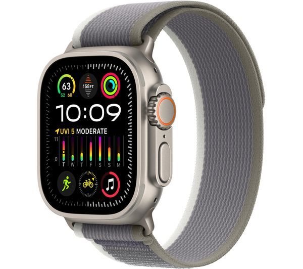 Apple Watch Ultra 2 GPS + Cellular 49mm Titanium Case with GreenGrey Trail Loop SM | Mitos Shoppers Apple Watch Ultra 2 GPS + Cellular 49mm Titanium Case with GreenGrey Trail Loop SM