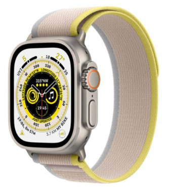 Apple Watch Ultra GPS + Cellular 49mm Titanium Case with YellowBeige Trail Loop SM