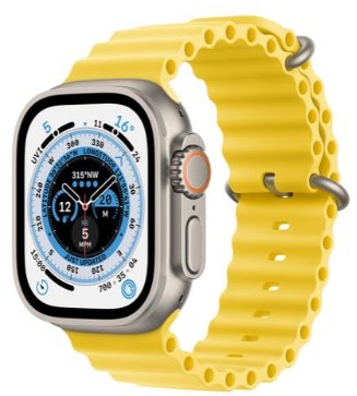 Apple Watch Ultra GPS + Cellular 49mm Titanium Case with Yellow Ocean Band