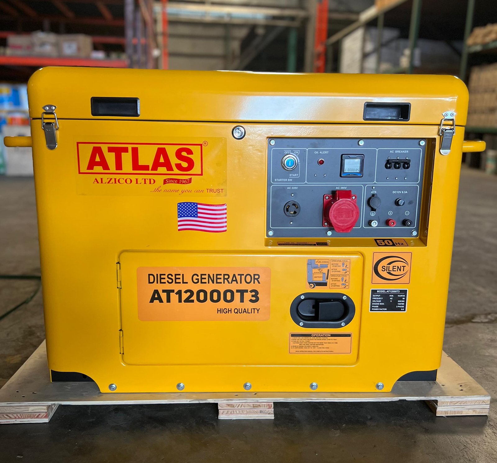 Atlas 10kva Soundproof Generator Diesel SDG12000 T3