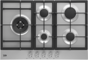 Beko 5 Burner Gas Hob 90cm HQAW75225 SX top view | Mitos Shoppers Beko 5 Burner Gas Hob 90cm HQAW75225 SX top view
