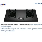 Polystar 2 Gas Burner Inbuilt Gas Hob 8mm Thickness PV NYQB2002T