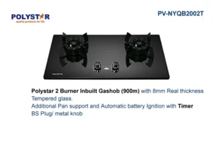 Polystar 2 Gas Burner Inbuilt Gas Hob 8mm Thickness PV NYQB2002T