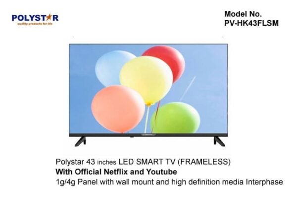 Polystar 43 Inches Smart TV PV-HK43FLSM
