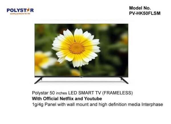 Polystar 50 Inches Smart 4K Ultra HD TV PV-HK50FLSM