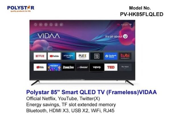 Polystar 85 Inch 4K Qled Smart TV PV-HK85FLQLED