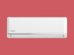 White wall mounted air conditioner indoor unit split system with a KenStar logo on a red background