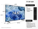 Samsung 75 Inch QLED 4K AI Smart TV QA75Q8F 2025 dimension
