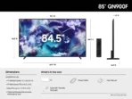 Samsung 85 Inch Neo QLED 8K Smart TV QA85QN900F 2025 dimension