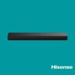 Teal banner background with a partial white Hisense logo visible at the bottom right corner
