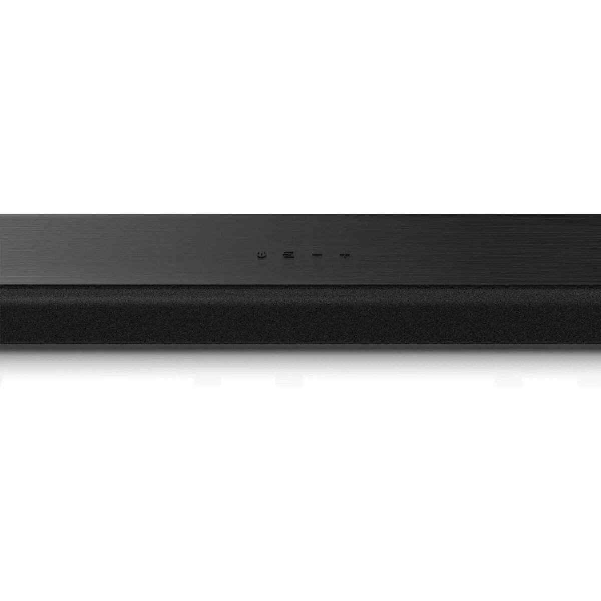 Close up of a dark brushed metal surface with horizontal texture and a narrow lighter edge along the bottom