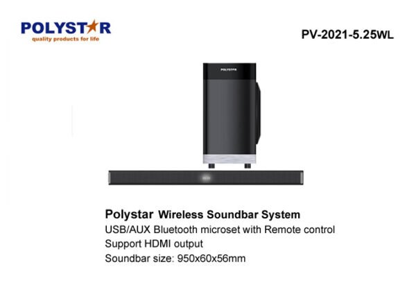 POLYSTAR 360W Wireless Soundbar System PV-2021-5.25WL