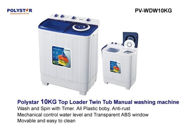 POLYSTAR 10KG Twin Tub Washing Machine PV-WDW10KG