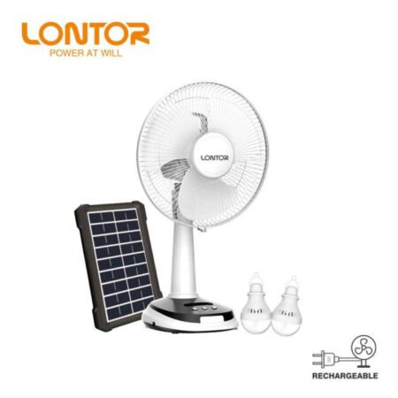 Lontor 12 Inch Rechargeable Table Fan With Solar Panel CTL CF025SP 12