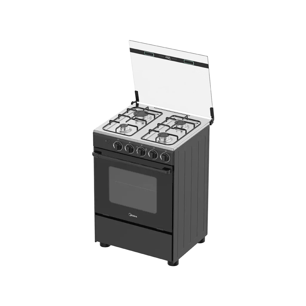 Midea 60x60cm 4 Burner  Oven Gas Cooker 6060 4G057 B Black