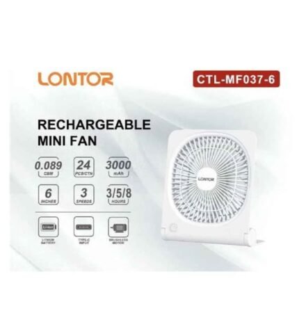 Lontor 6 Inches Rechargeable Table Fan CTL MF037 6