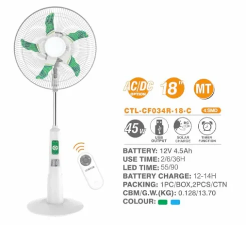 Lontor 18 Inch Rechargeable Standing Fan CTL CF034R 18SP C