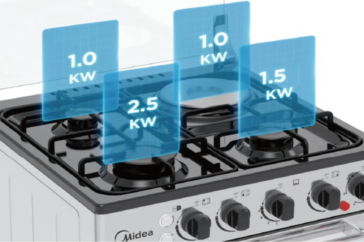 Midea 50x55cm 4 Cooktop Burners Gas Cooker 5055 4G057 B Black