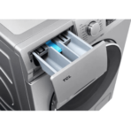 Open detergent drawer on a front loading washing machine showing separate compartments for detergent and additives TCL brand