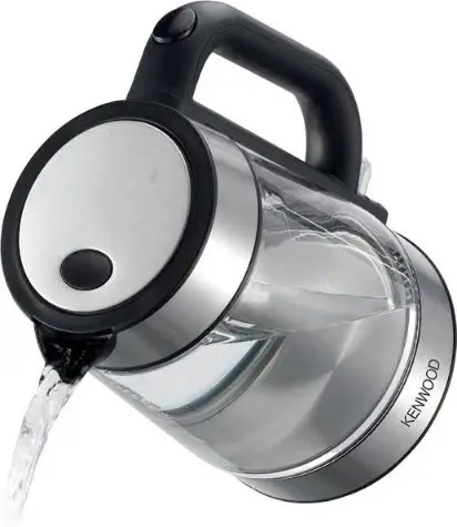 2026041011129416jpg | Mitos Shoppers Kenwood cordless electric kettle pouring water from its spout with a stainless steel body and black handle