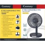 8 inch rechargeable fan Solar panel included 2 external LED bulbs Built in LED light