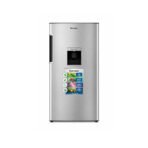 Stainless steel Barossa refrigerator with a front water dispenser and energyfeatures stickers on the door AEON Barossa 176L Single Door Refrigerator BRS190SW