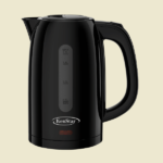 Black KenStar electric kettle with a side water level gauge MIN 05L MAX 17L on a light beige background