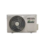 Outdoor air conditioner condenser unit with a large circular fan grille and the NEXUS Inverter logo on the side