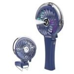 Specifications FRCT10C1  Rechargeable handheld mist fan 10 inches Longlasting rechargeable battery varies by region Fan + mist spray for extra cooling Multiple adjustable speeds Material Durable plastic body Design Portable lightweight ergonomic handle Color WhiteBlue varies by model 