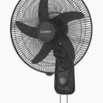Black Century pedestal fan with a circular grille three blades and pull chain controls
