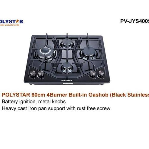Polystar 60cm 4 Burner BuiltIn Gas Hob Colored PVJYS4005 | Mitos Shoppers Polystar 60cm 4 Burner Built In Gas Hob Colored PV JYS4005