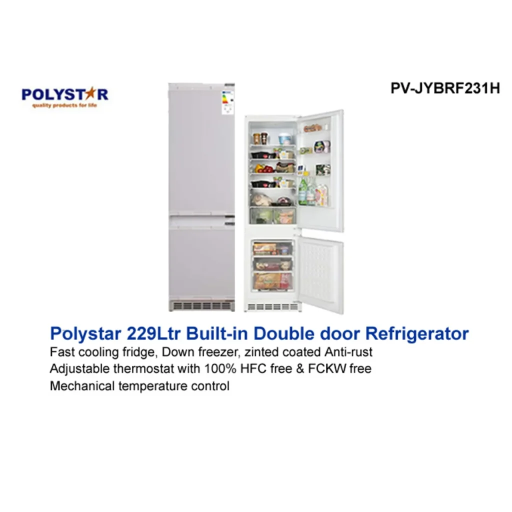 Polystar 229L Built In Double Door Refrigerator PV JYBRF231H
