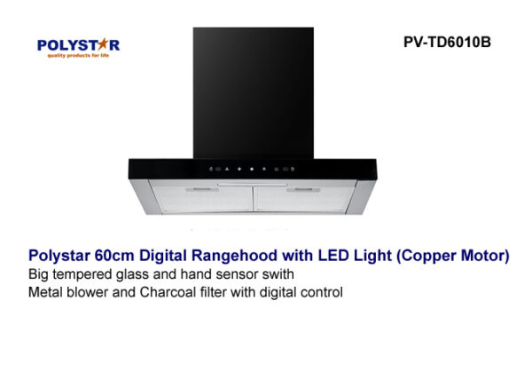 Polystar 60cm Digital Cooker Hood With Voice Control PV-TD6010BVC