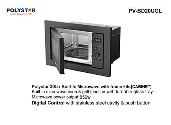 Polystar 20L BuiltIn Microwave With Grill PVBD20UGL | Mitos Shoppers Polystar 20L Built In Microwave With Grill PV BD20UGL