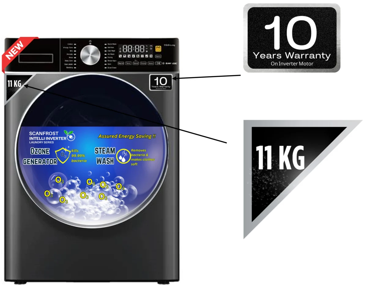 Scanfrost 11kg Front Load Inverter Washing Machine SFWMFL11000INVME