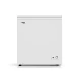 White TCL compact single door mini fridge with a small control dial on the lower right corner